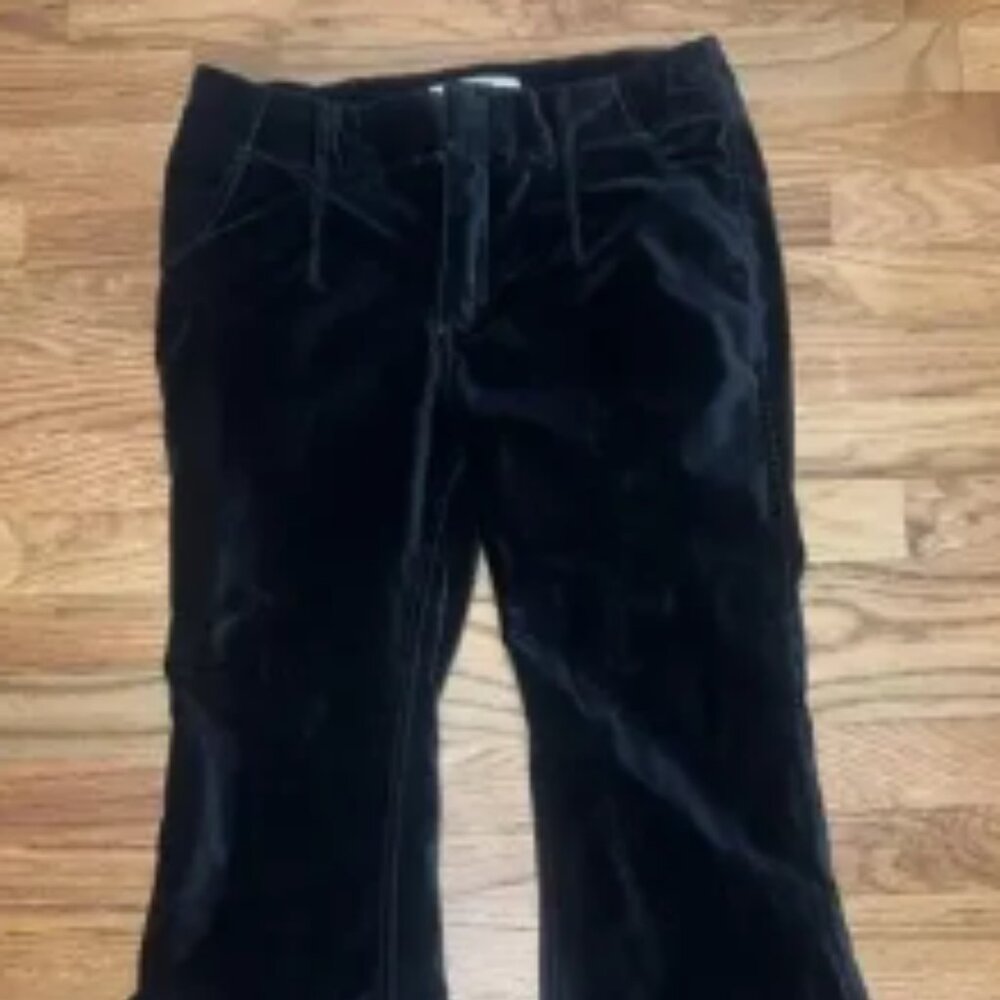 Free People Size 28 Black Velvet Flare Pants Trousers 61855-16515125